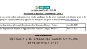 Read more about the article IDBI Bank Ltd. Specialist Cadre Officers Recruitment 2023