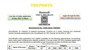 Read more about the article Visva-Bharati Recruitment 2023: Administrative, Non-Teaching, and Library Cadre Posts