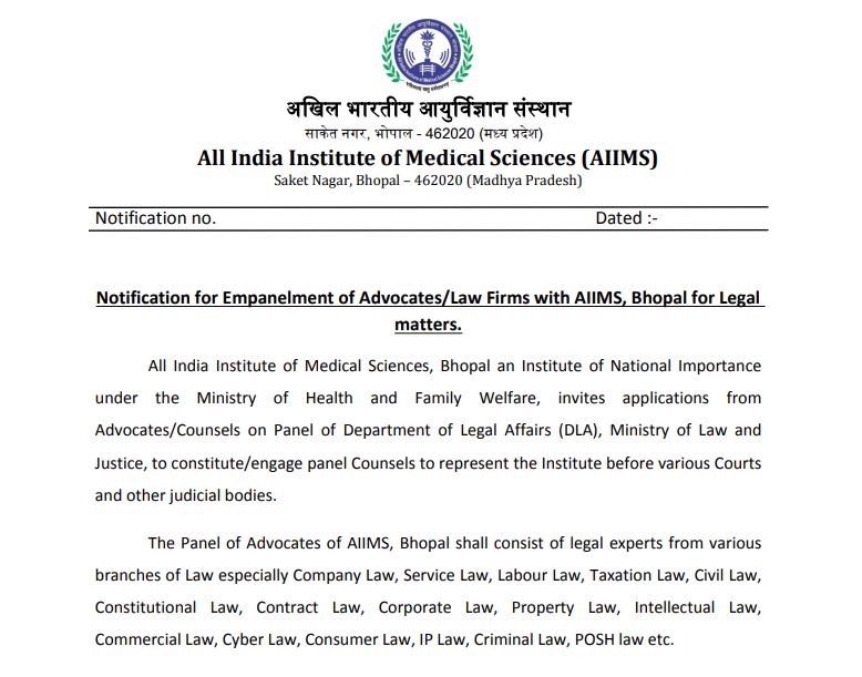 You are currently viewing AIIMS Bhopal Recruitment 2023: Apply Online for Advocate Vacancy at aiimsbhopal.edu.in