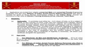 Read more about the article Join Army SSC Tech 62 Men & 33 Women – April 2024 Batch