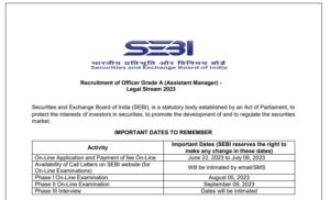 Read more about the article SEBI Recruitment for Assistant Manager Legal Stream (25 Posts)