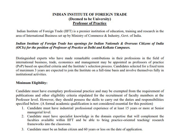 IIFT Recruitment 2023: Apply for Professor Vacancies Now!