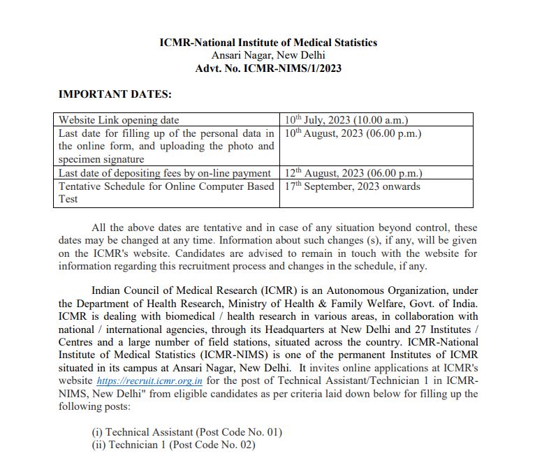 You are currently viewing NIMS Recruitment 2023: 16 Vacancies for Technician I and Technical Assistant in New Delhi