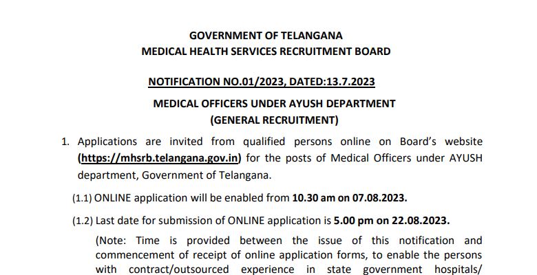You are currently viewing MHSRB Telangana Recruitment 2023: Apply for 156 Medical Officer Vacancies