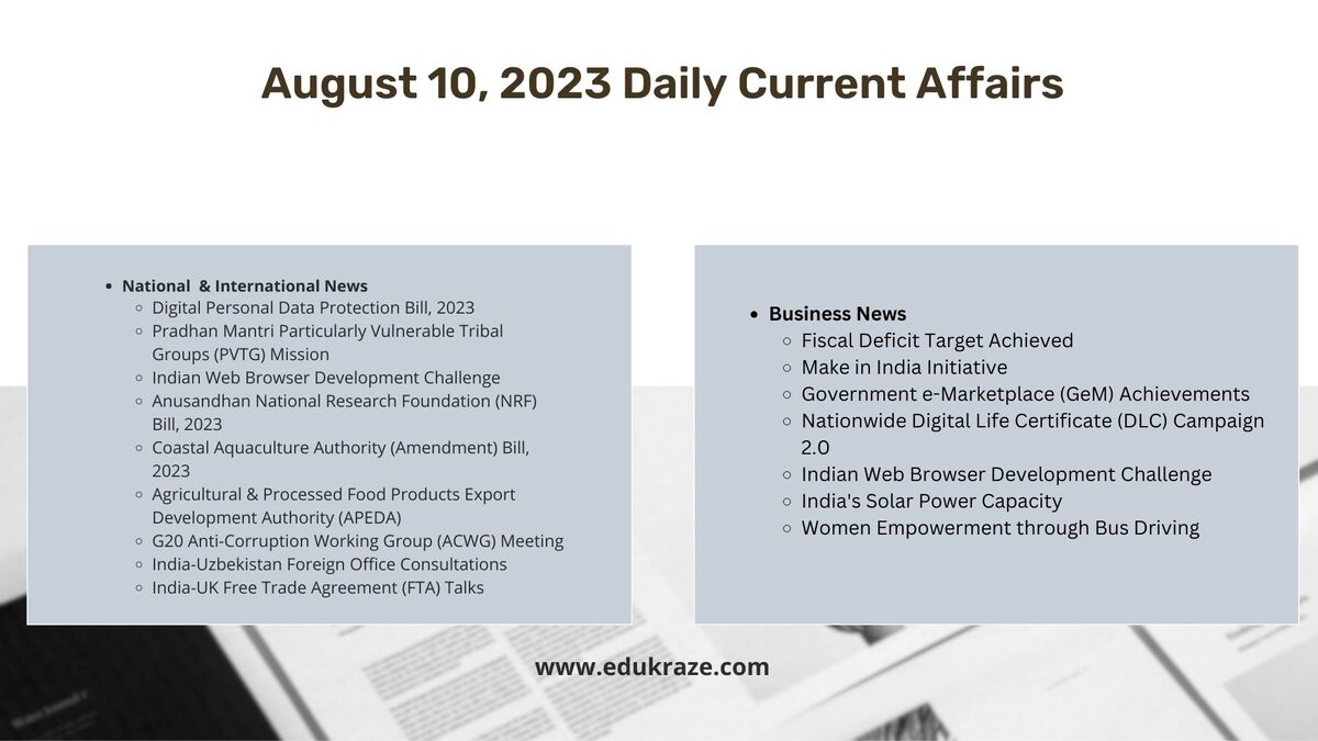 You are currently viewing August 10, 2023 Daily Current Affairs in Hindi & English | PDF Download