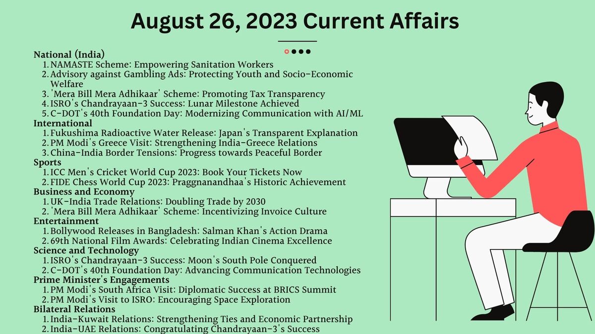 You are currently viewing August 26, 2023 Current Affairs Highlights & Hindi PDF Download