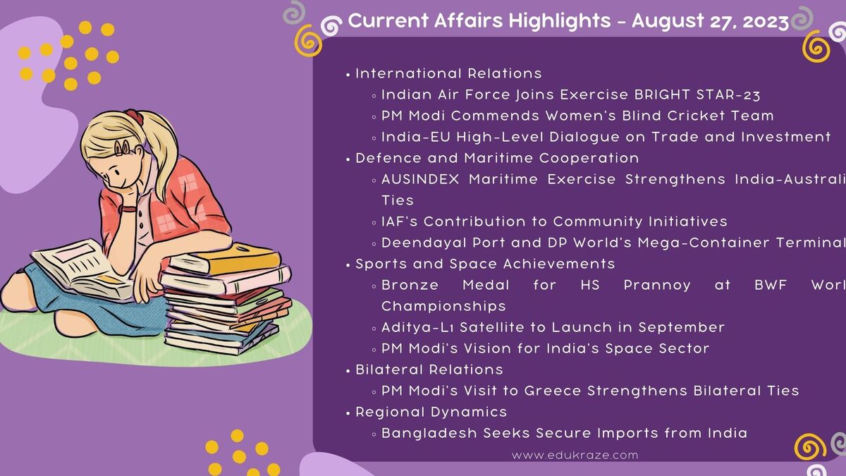 You are currently viewing Current Affairs Highlights – August 27, 2023 & Hindi PDF Download