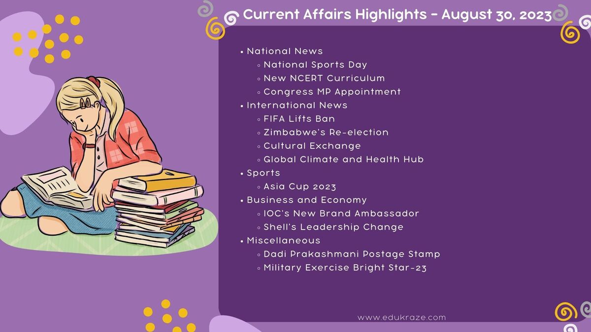 Current Affairs Highlights – August 30, 2023 & Hindi PDF Download