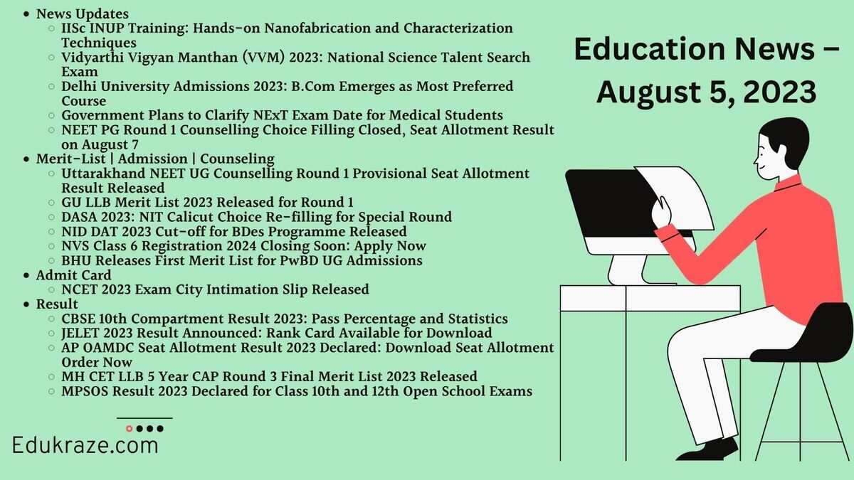 You are currently viewing Education News – August 5, 2023: Counselling, Registration, News, and Result