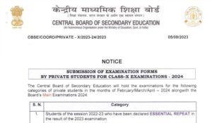 Read more about the article CBSE Notification: Submission of Exam Forms for Class-X Exam 2024