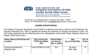 Read more about the article ICSI Recruitment 2023: Apply Online for Executive & Consultant Posts