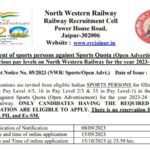 North Western Railway Recruitment 2023