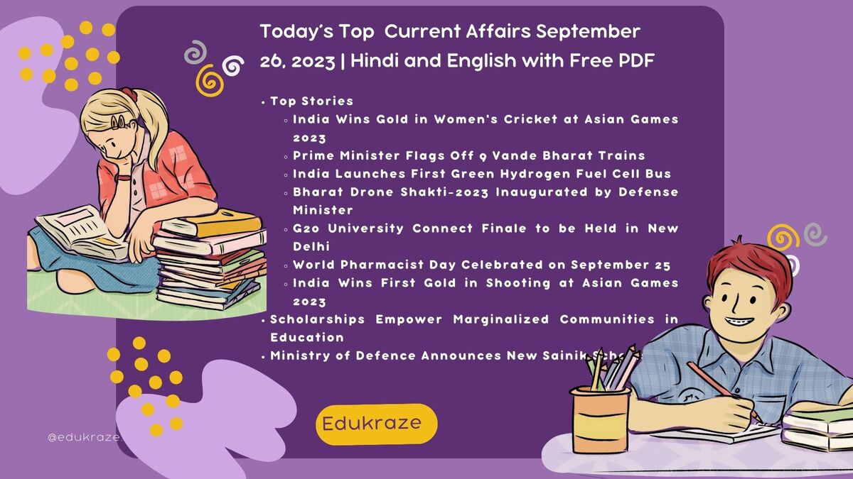 You are currently viewing Today’s Top Current Affairs September 26, 2023 | Hindi and English with Free PDF