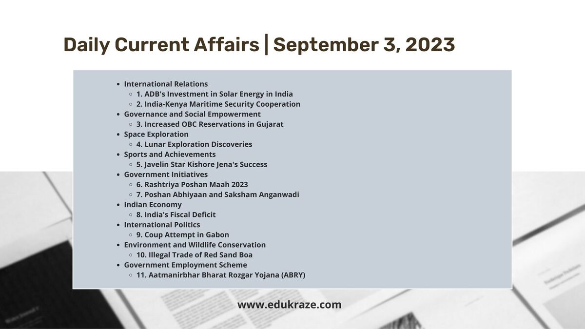 Today's Current Affairs in Hindi and English - September 03, 2023