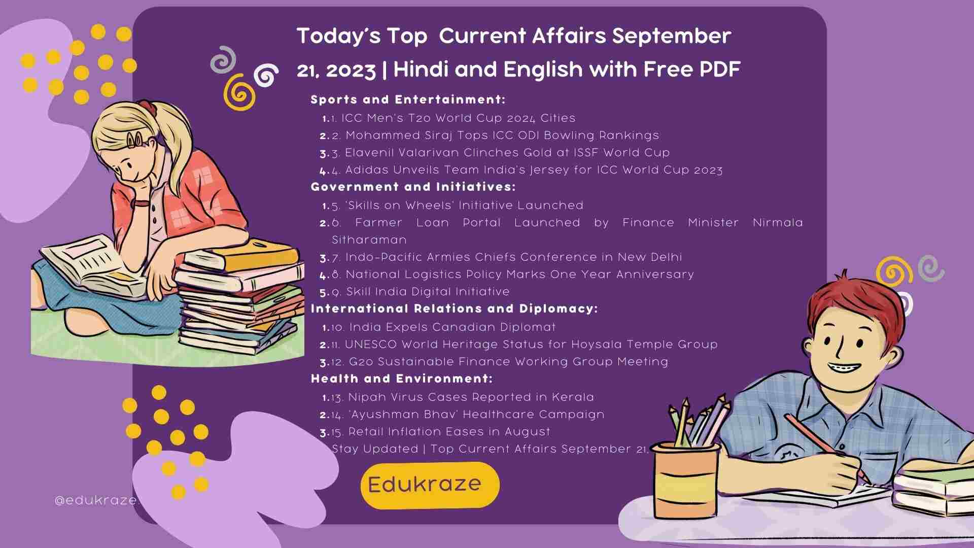 You are currently viewing Today’s Top Current Affairs September 21, 2023 | Hindi and English with Free PDF