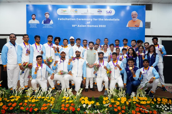 You are currently viewing Union Sports Minister Anurag Singh Thakur Felicitates Medal Winners of 19th Asian Games in New Delhi