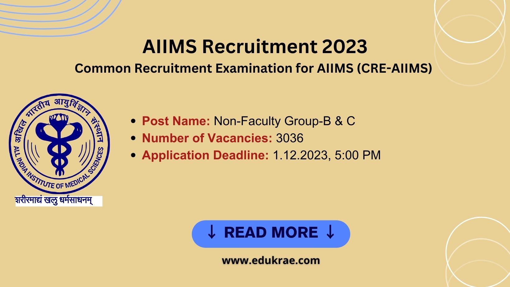 Group B And C Vacancies | 3036 Posts| AIIMS Recruitment 2023 - EduKraze