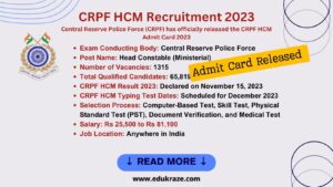 Read more about the article CRPF HCM Admit Card 2023 Released: Download ASI Typing Test Call Letter Now!