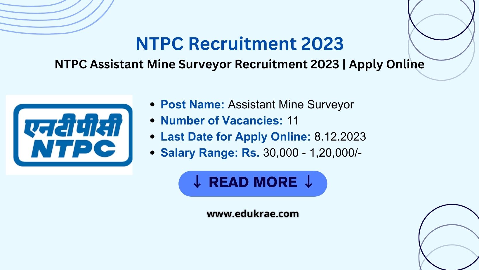 Assistant Mine Surveyor | 11 | NTPC Recruitment 2023