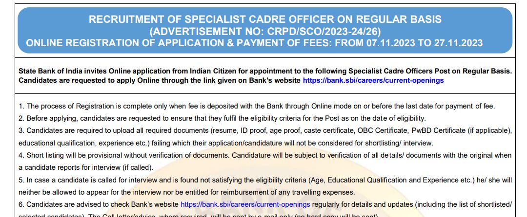 You are currently viewing Specialist Cadre Officer | 47 Posts | SBI Recruitment 2023