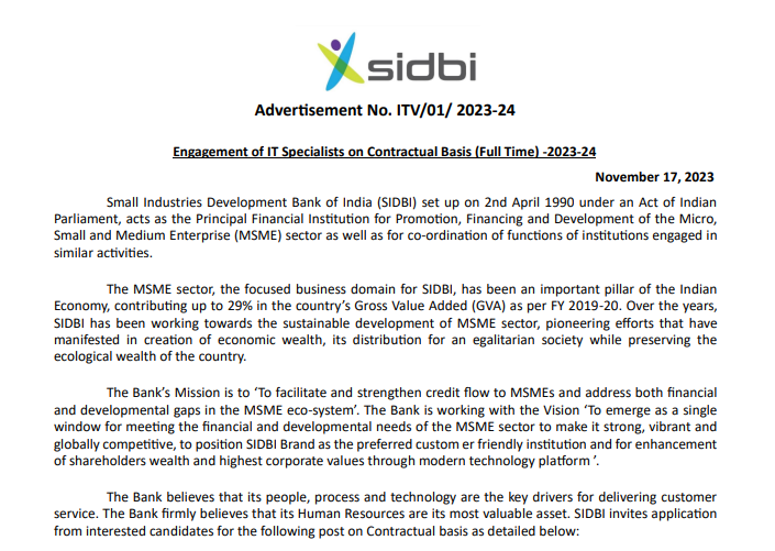 You are currently viewing SIDBI (SMALL INDUSTRIES DEVELOPMENT BANK OF INDIA) RECRUITMENT OUT.