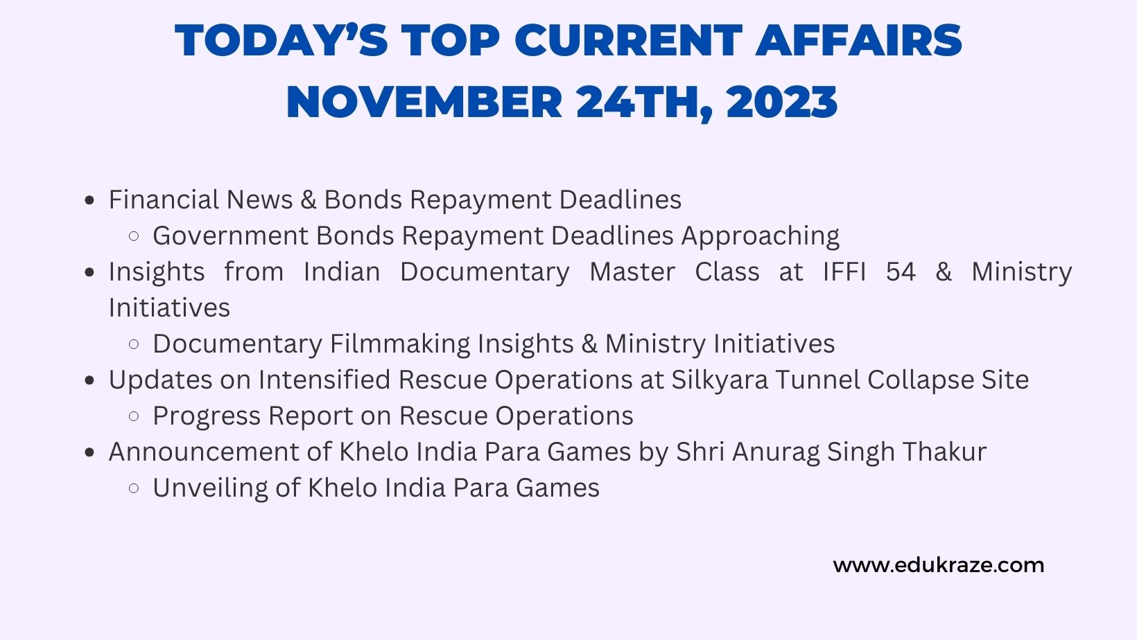 You are currently viewing Today’s Top Current Affairs November 24th, 2023 | Hindi and English with Free PDF