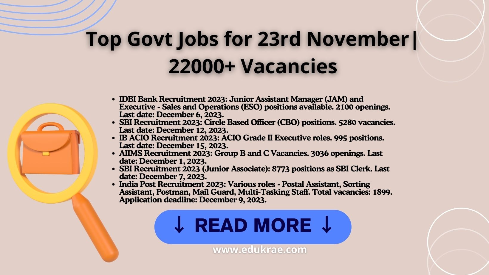 Top Govt Jobs for 23rd November Apply Now for 22000+ Opportunities in Banks, Medical, PSUs, and More