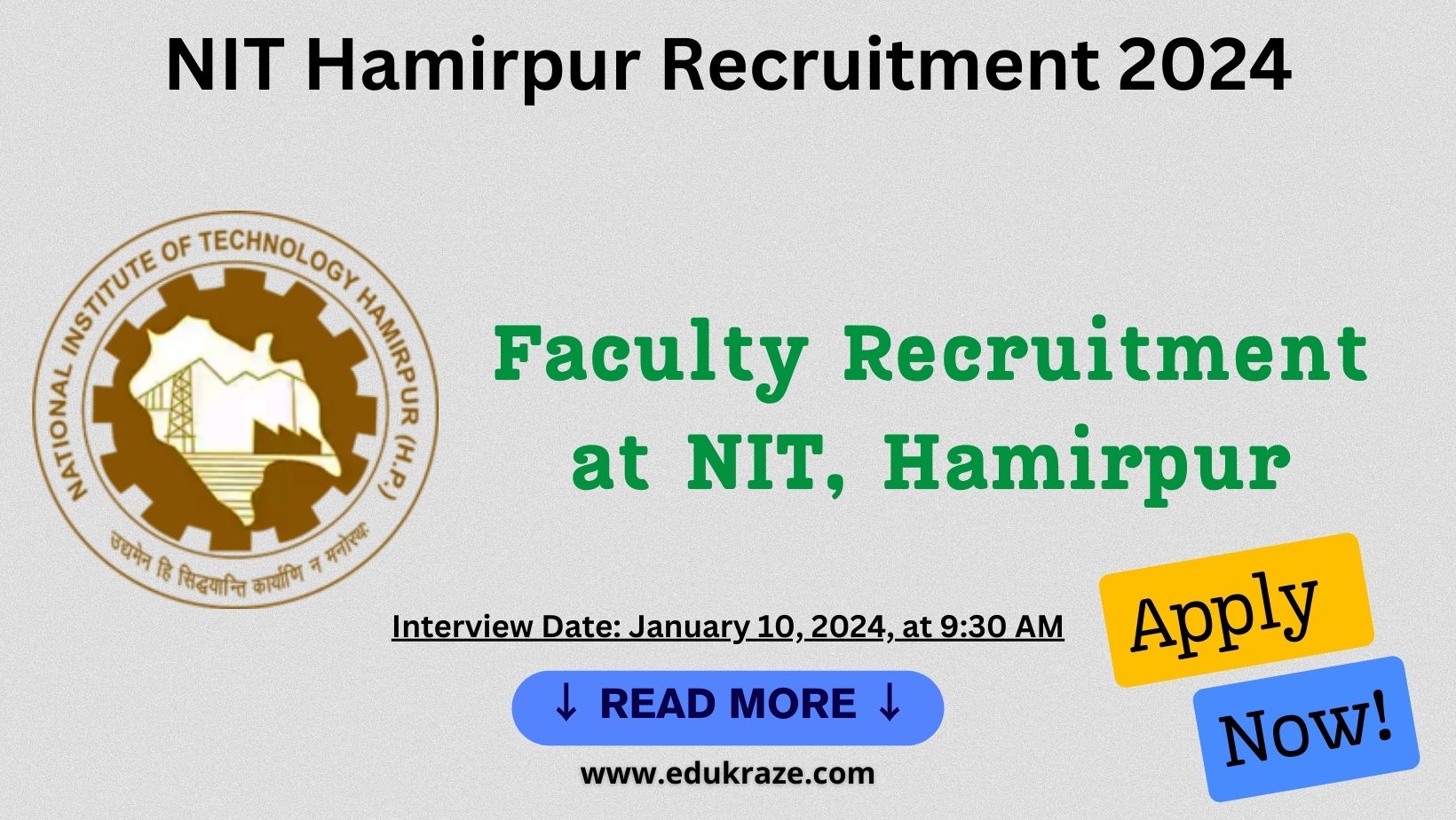 NIT Hamirpur Recruitment 2024: Walk-in Interview for Temporary Faculty