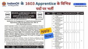 Indian Oil Recruitment out for 1603 Posts