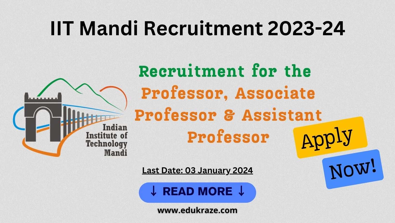 You are currently viewing Job at IIT Mandi | Professor, Associate Professor & Assistant Professor
