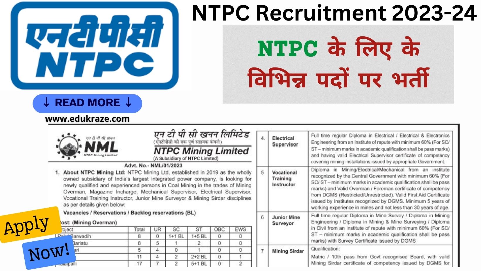 NTPC Recruitment 2023 A Gateway to 114 Mining Vacancies - Apply Online Now!