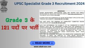 Read more about the article UPSC Specialist Grade 3 Recruitment 2024 Out for 121 Scientist B and Other Posts