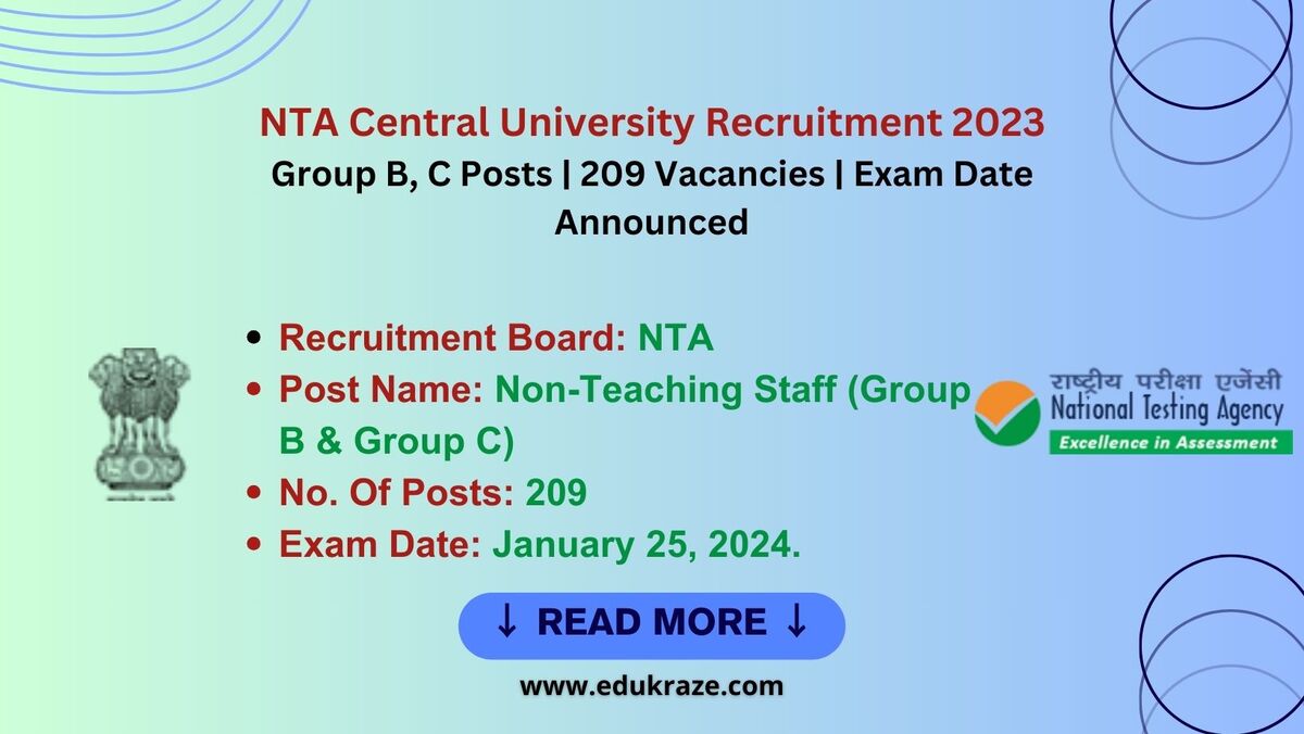 CUREC 2024 Exam Date for Group B and Group C Posts Announced by NTA, Check Details Here