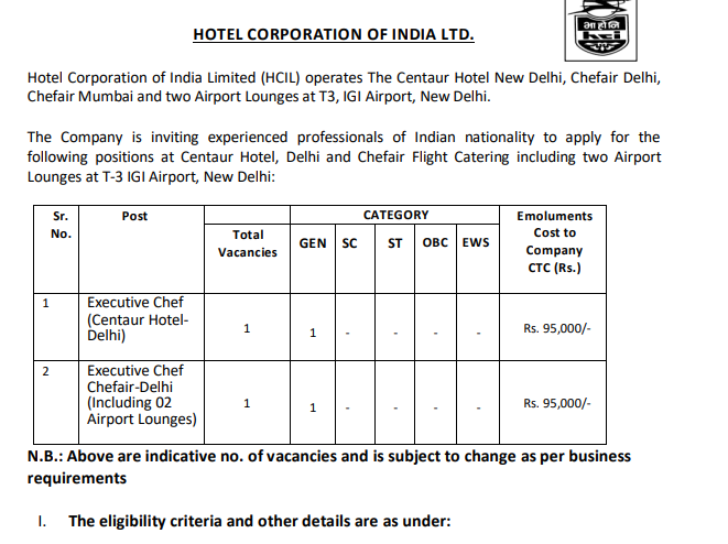 You are currently viewing HOTEL CORPORATION OF INDIA RECRUITMENT OUT FOR DELHI.