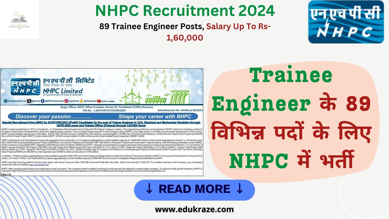NHPC Recruitment 2024 Out for 89 Trainee Engineer Posts