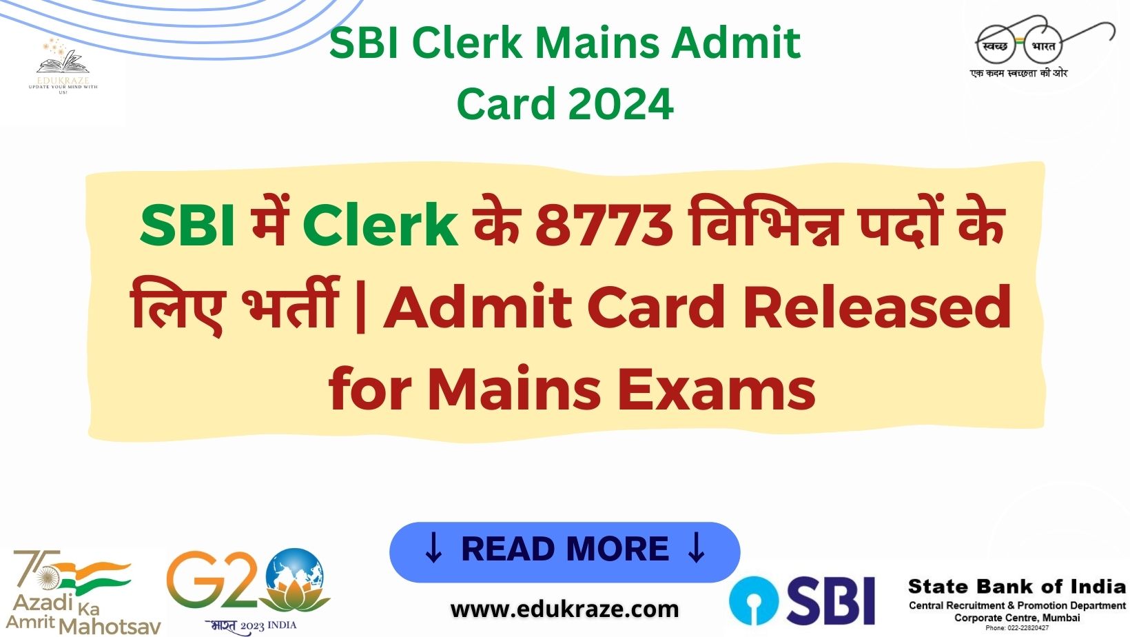 SBI Clerk Mains Admit Card 2024 Released: Download Junior Associates Hall Ticket Here