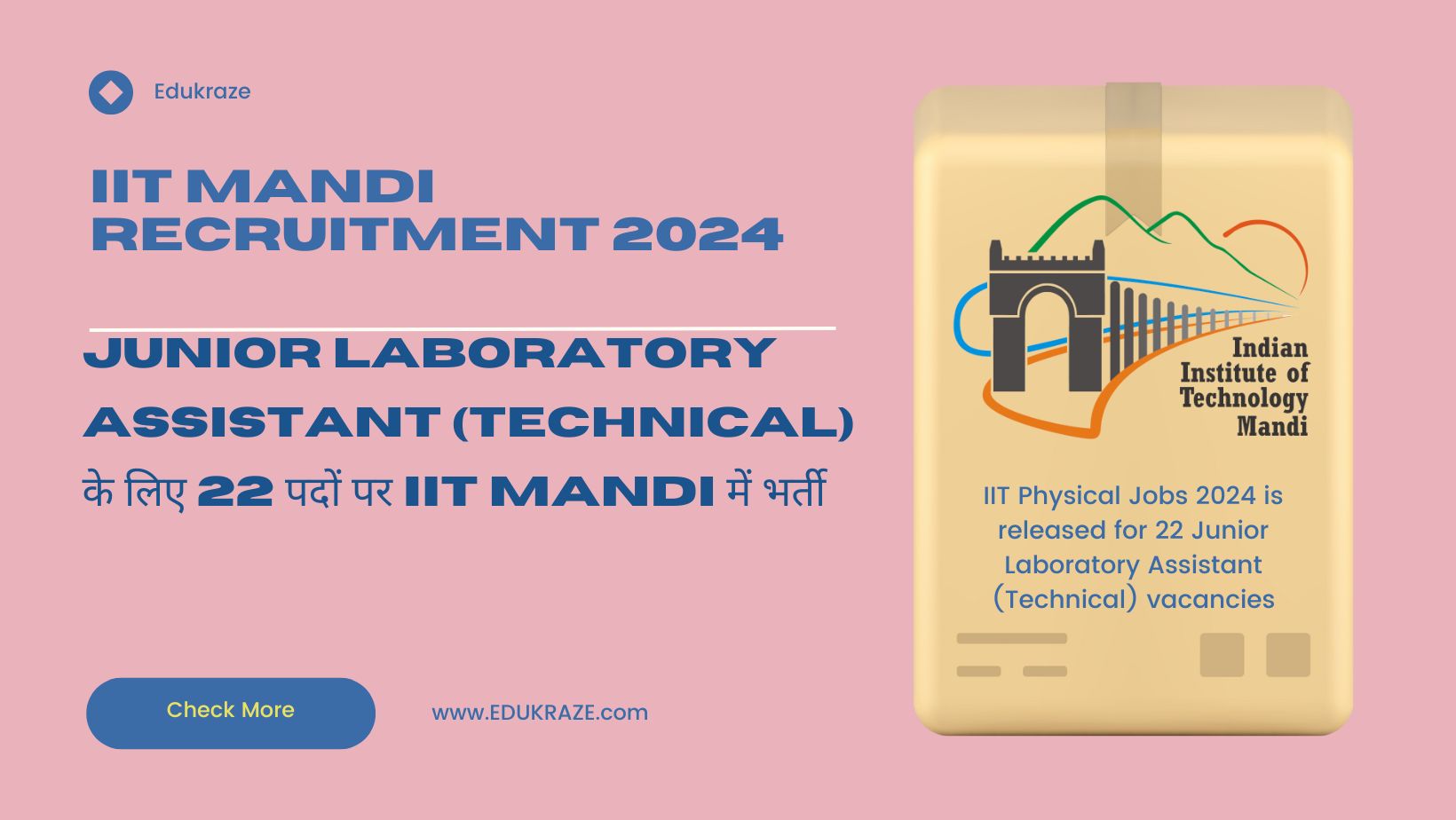 IIT Mandi Recruitment 2024 Notification Out for Junior Laboratory Assistant (Technical)