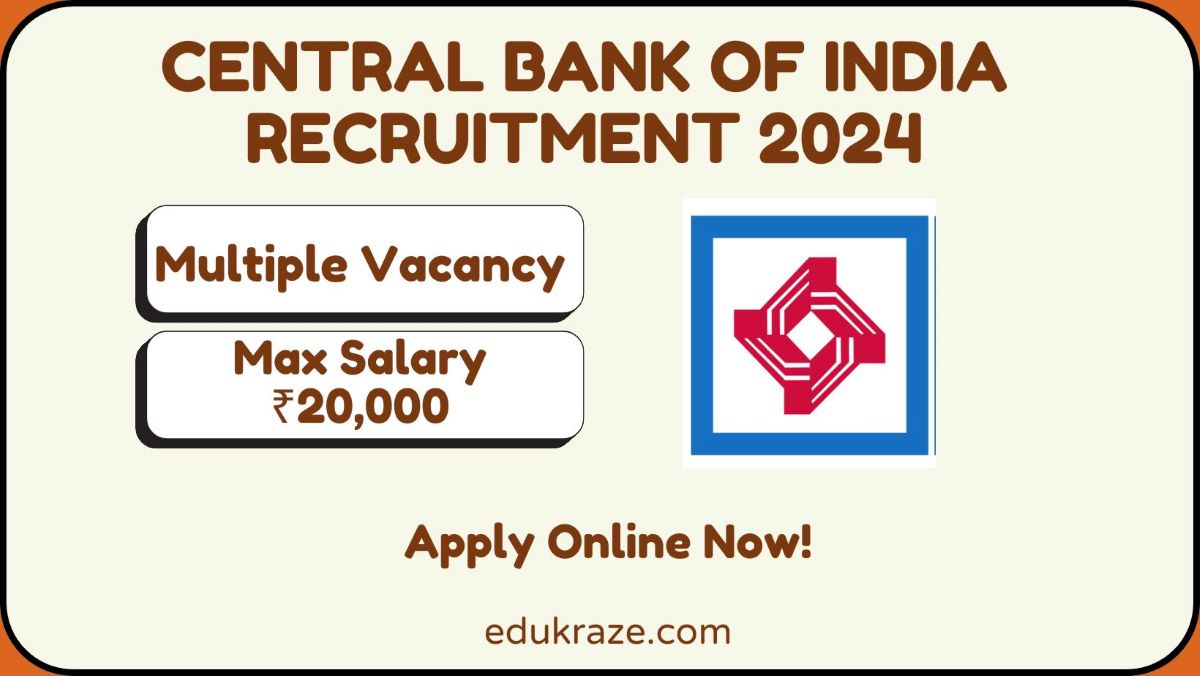 Central Bank of India recruitment out for the posts of Office Assistant, Faculty and Attender.