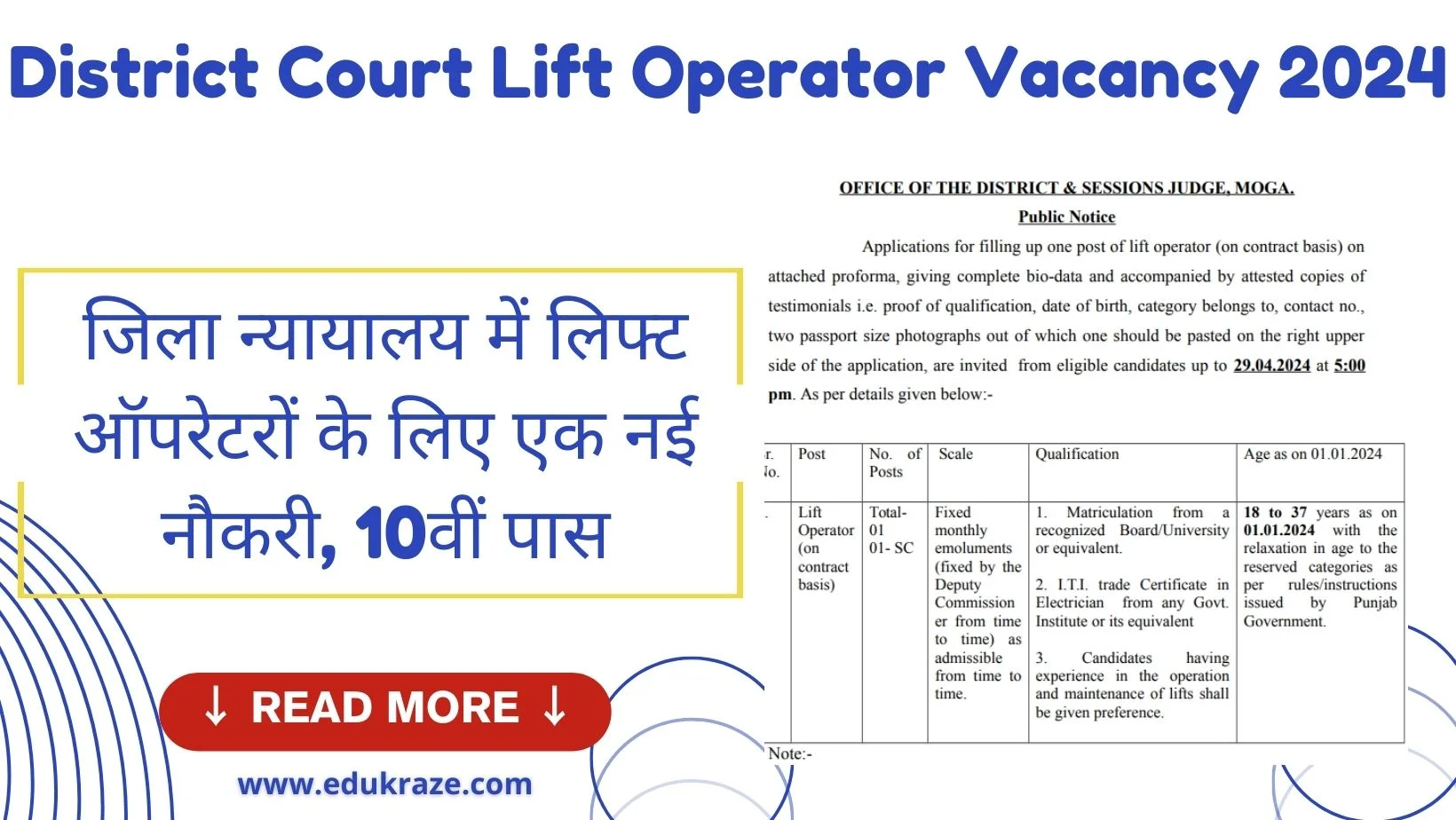 District Court Lift Operator Vacancy 2024: 10th Pass Candidates Can Apply!