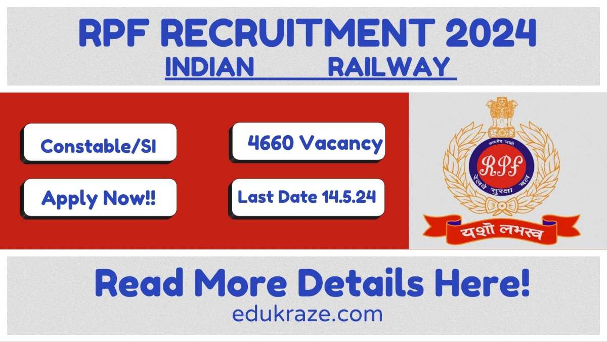 Indian Railway RPF Notification Out For 2024, Check Eligibility and Details Here For 4660 Vacancy!