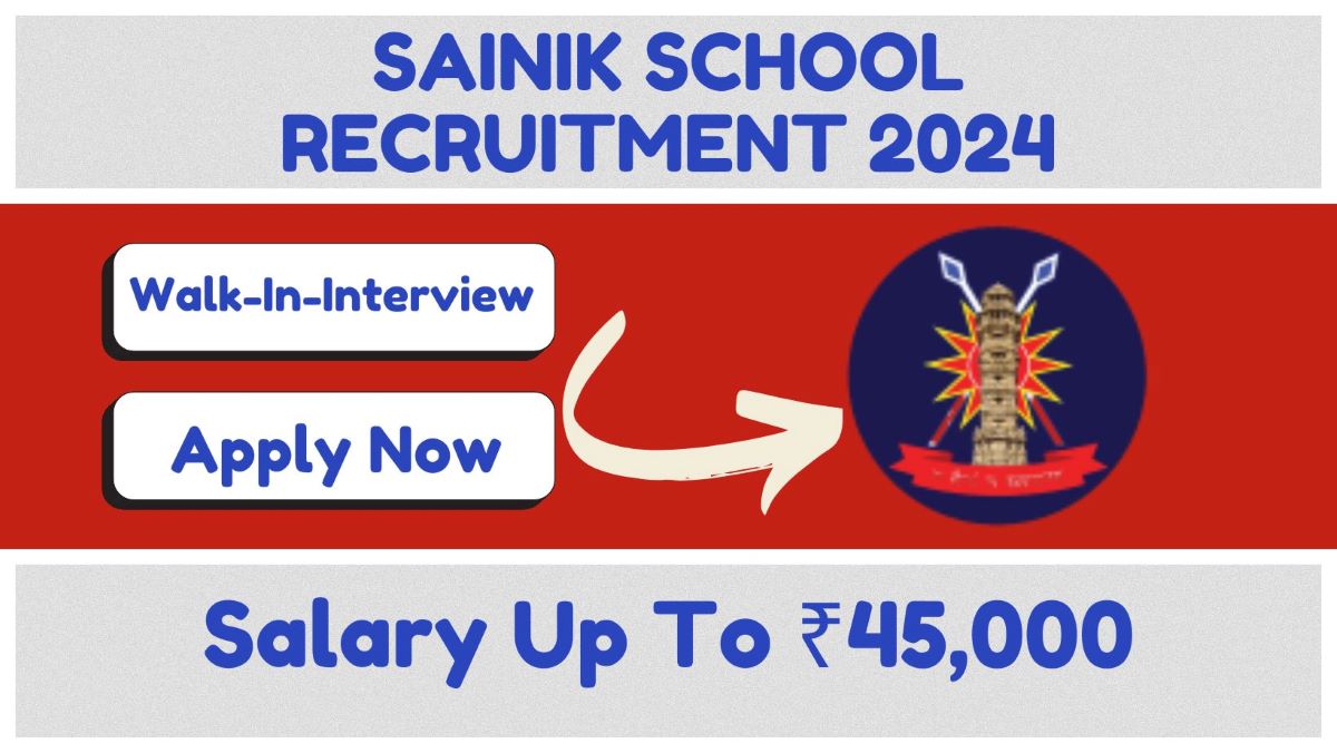 Sainik School Chittorgarh Recruitment 2024: Vacancies Announced for 10th Pass, Full Details Here!