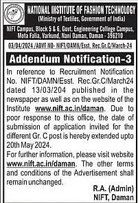 Extended date for NIFT Posts