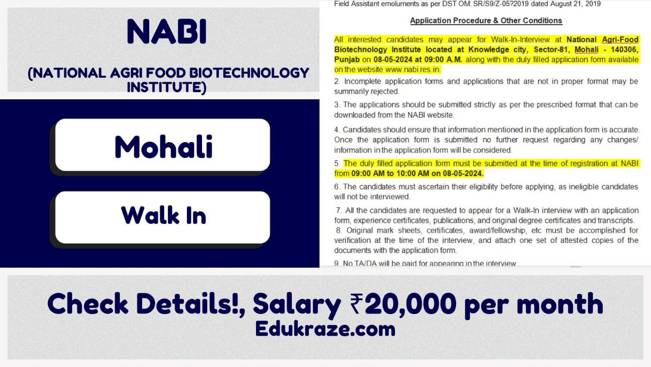 NABI MOHALI RECRUITMENT OUT BY INTERVIEW.