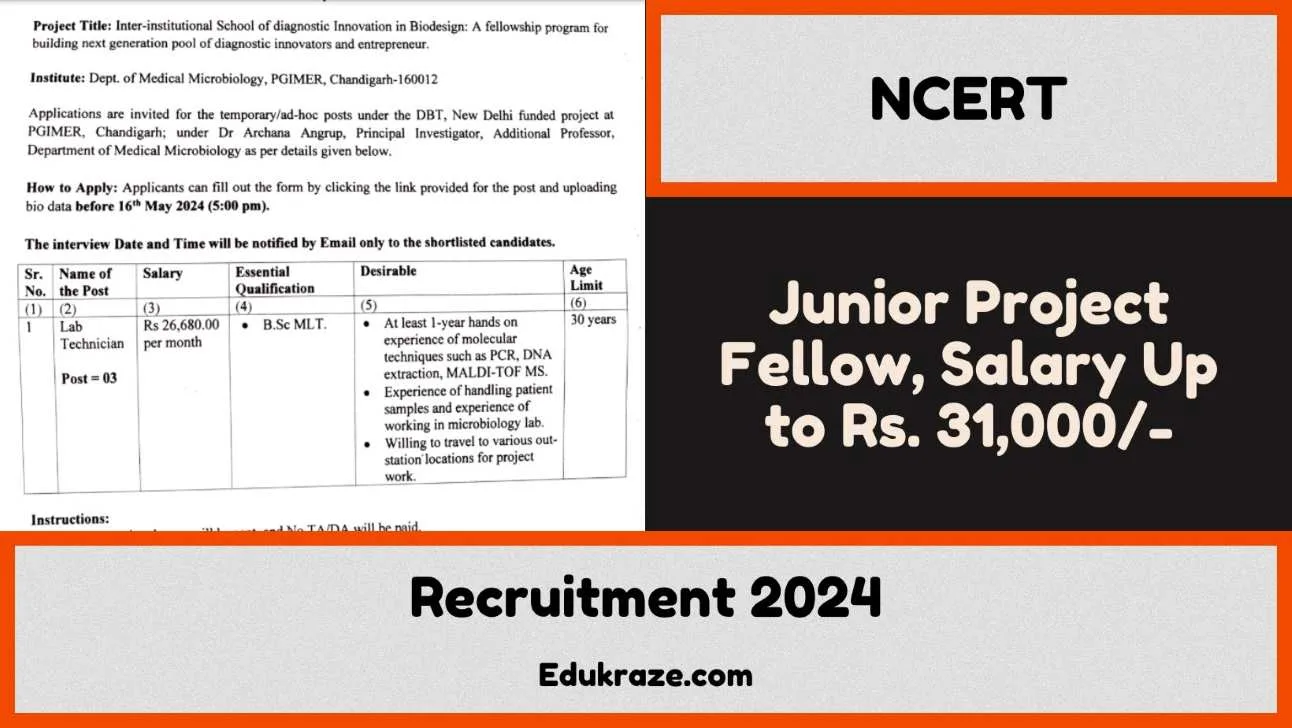 NCERT Recruitment 2024 Out by Interview!