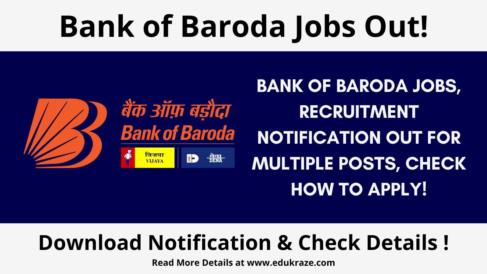 Bank of Baroda Jobs, Recruitment Notification Out for Multiple Posts, Check how to Apply!