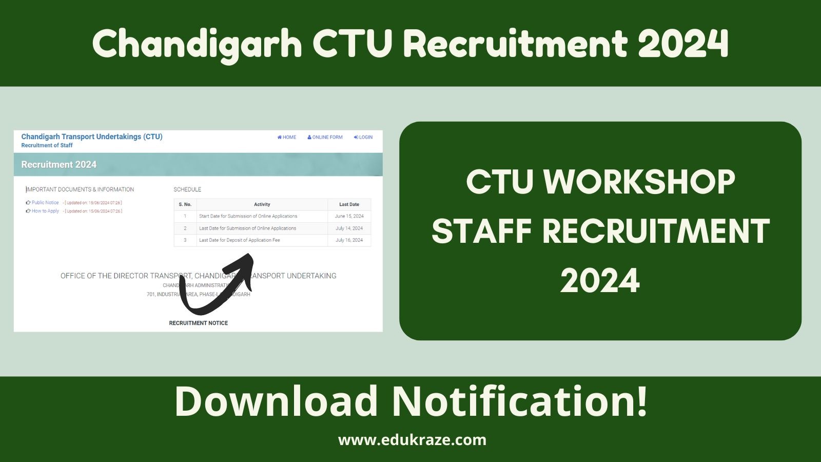 Chandigarh CTU Workshop Staff Recruitment 2024, Check Notification & Apply!
