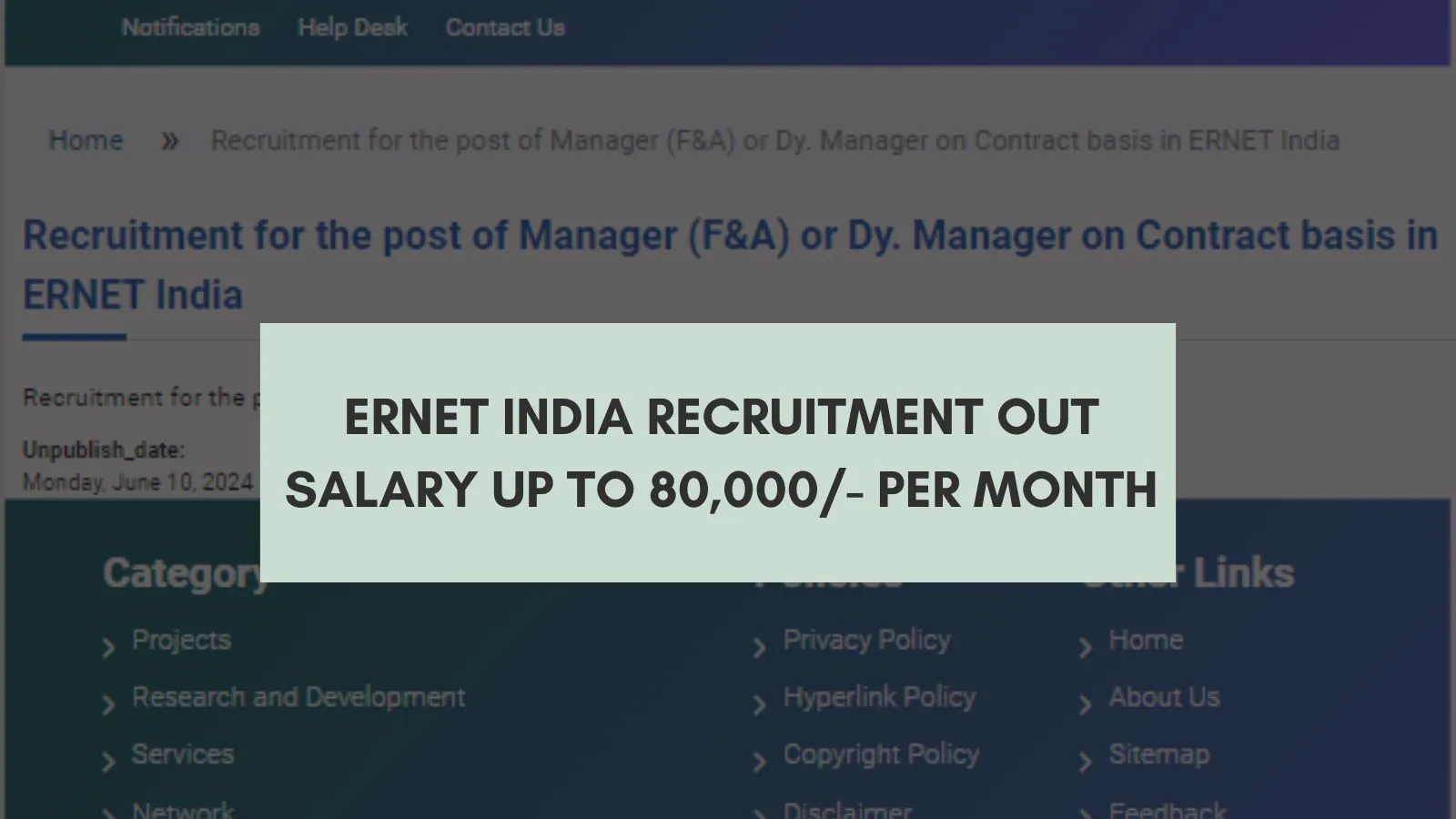 ERNET India Recruitment Out, Salary Up To 80,000/- Per Month