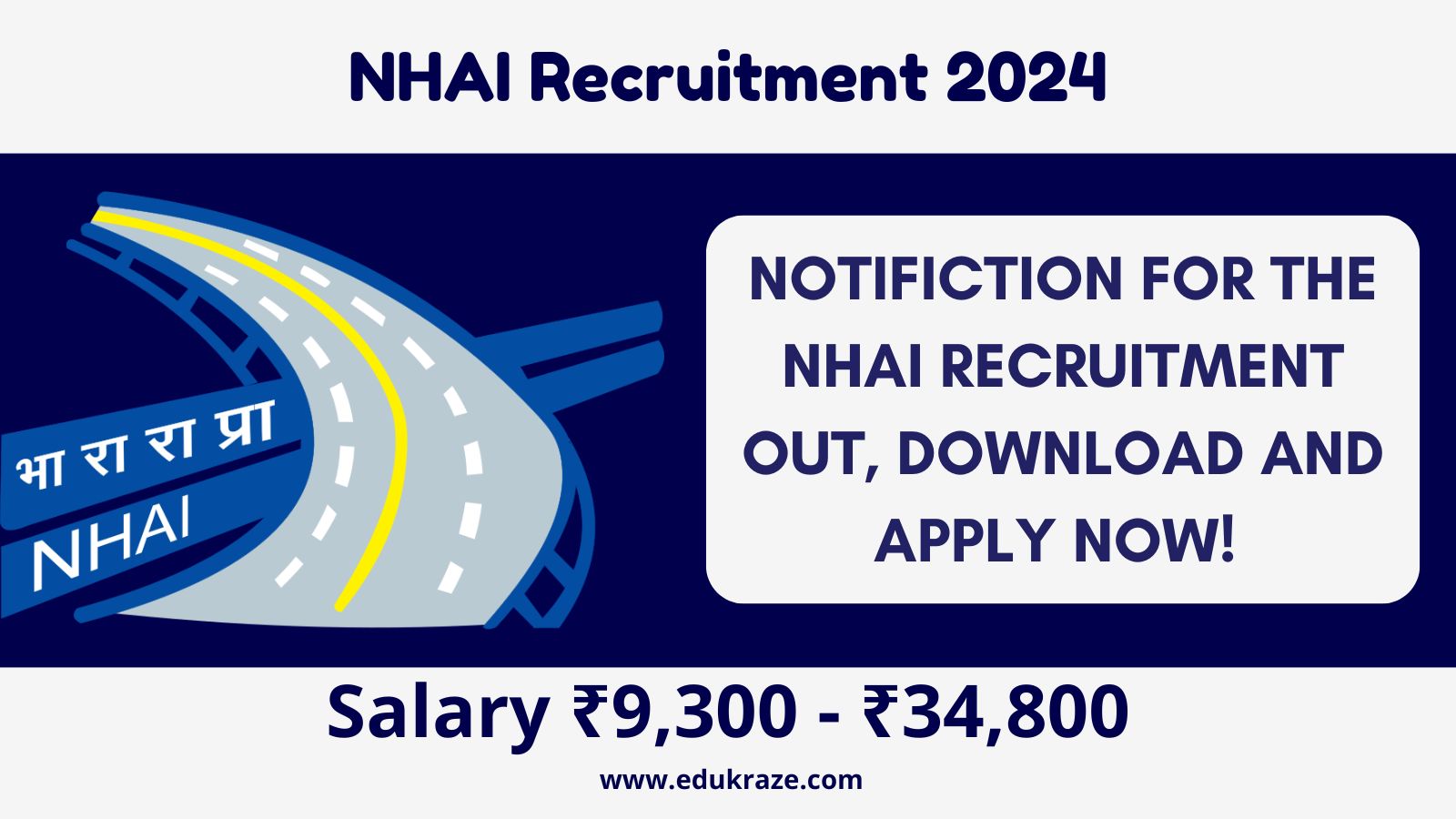NHAI Recruitment Out, Salary Up to ₹34,800