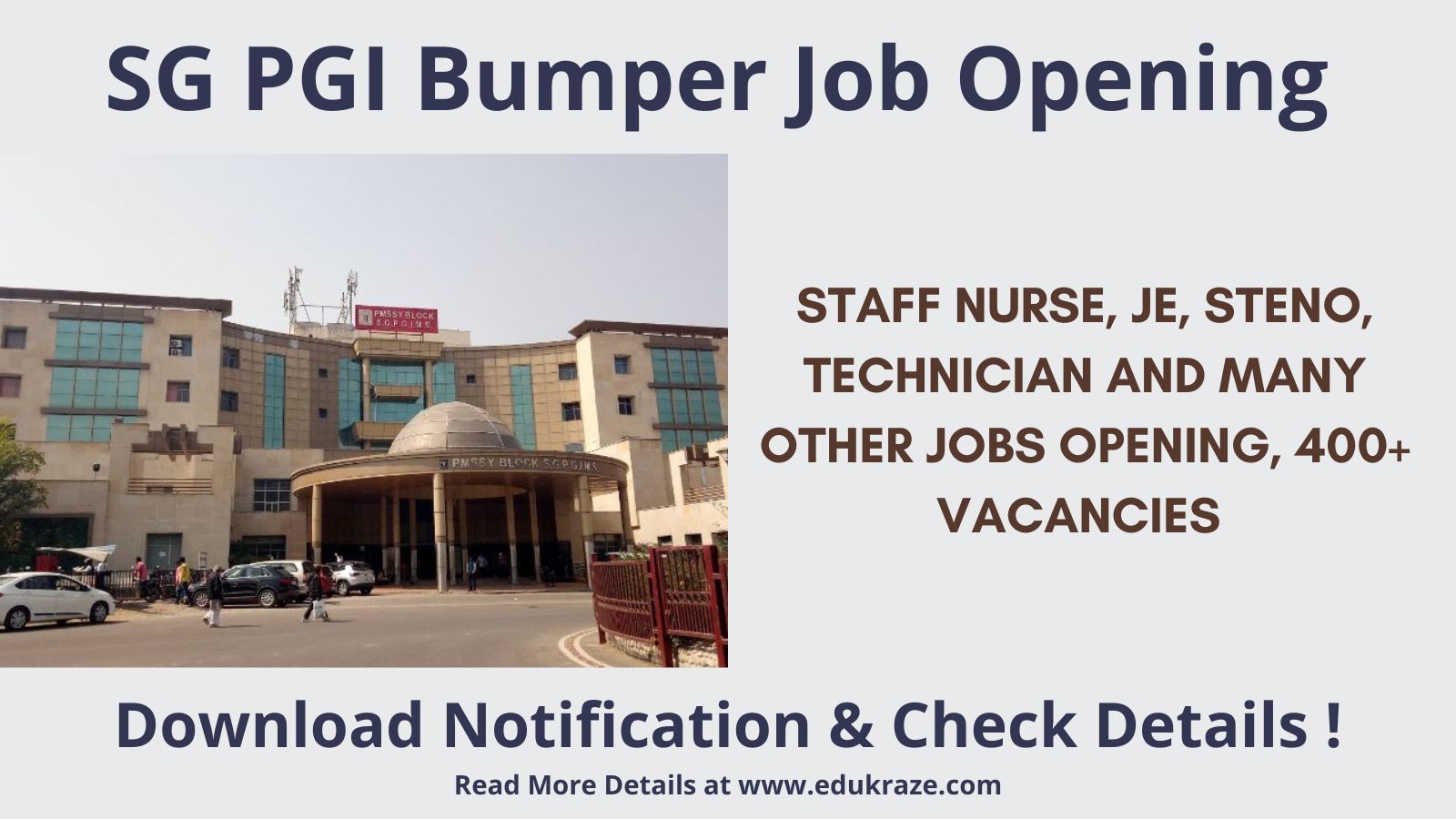 SGPGI Recruitment 2024: Apply Online for 419 Staff Nurse and Various Posts