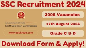 Grade C & D Recruitment 2024(Stenographer) Out at ssc.gov.in, Apply Online!